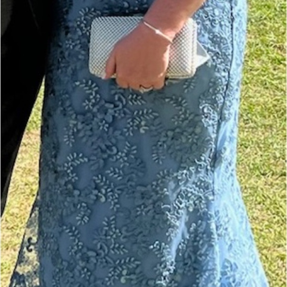 Blue Formal Lace & Beaded Dress for Wedding Guest/Mother of the Bride or Groom